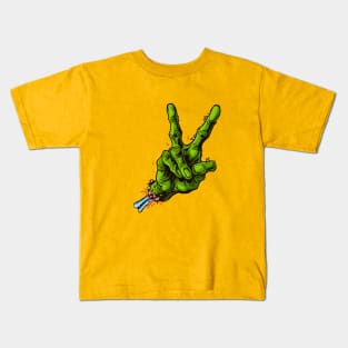 Zombie Hand Giving Peace Sign Kids T-Shirt